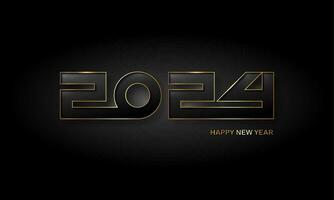 New year 2024 gold numbers. Decorative greeting card 2024 happy new year. Luxury Creative Christmas banner, vector illustration isolated on black background