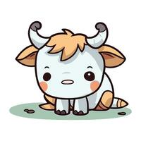 Cute cartoon cow. Vector illustration isolated on a white background.