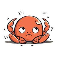 Cute cartoon crab character. Vector illustration isolated on white background.