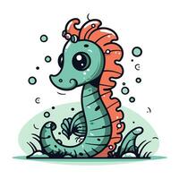 Cute cartoon seahorse. Vector illustration for your design.