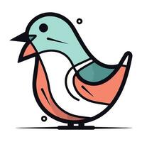 Vector illustration of cute bird in flat style. Isolated on white background.