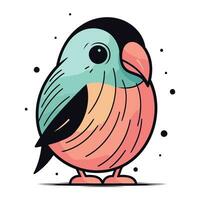 Cute cartoon bird isolated on white background. Colorful vector illustration.