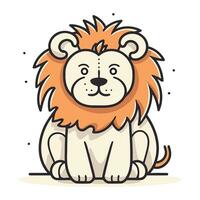 Lion. Vector illustration in flat cartoon style. Isolated on white background