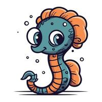 Cute cartoon seahorse. Vector illustration. Isolated on white background.