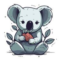 Cute koala with a ball. Vector illustration of a cartoon koala.