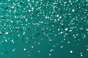 AI generated. Abstract festive green background with monocolor paper confetti photo