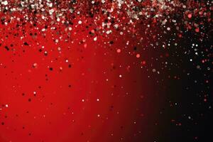 AI generated. Abstract festive red background with splash of confetti photo