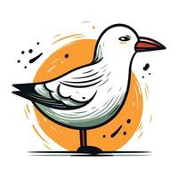 Vector illustration of a seagull isolated on a white background.