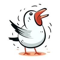 Cartoon seagull. Vector illustration isolated on white background.