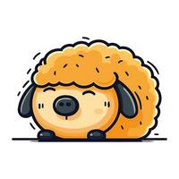 Cute dog vector illustration. Cute cartoon dog with curly hair.