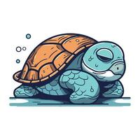 linda dibujos animados Tortuga aislado en un blanco antecedentes. vector ilustración.