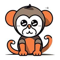 Cute cartoon monkey. Vector illustration isolated on a white background.