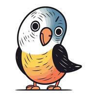 Vector illustration of cute cartoon parrot. Isolated on white background.