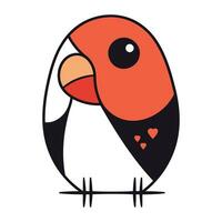 Vector illustration of a cute cartoon parrot on a white background.
