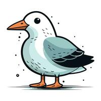 Seagull on a white background. Vector illustration in cartoon style.