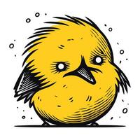 Cute yellow bird. Vector illustration in doodle style.