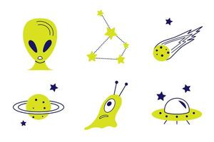 illustration design of a flat UFO icon, a simple vector symbol of an alien ship, alien, space.