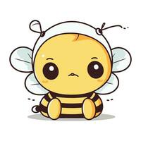 Cute bee character vector illustration design. Cute cartoon bee.