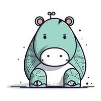 Cute cartoon hippo. Vector illustration of a wild animal.