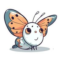 Butterfly on a white background. Cute cartoon vector illustration.