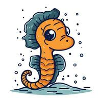 Cute cartoon seahorse. Vector illustration on white background.