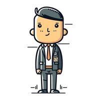 Smiling Businessman Wearing Suit   Vector Cartoon Character Illustration