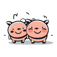 Cute pig cartoon. Vector illustration. Isolated on white background.