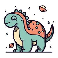 Cute cartoon dinosaur. Vector illustration for childrens coloring book.