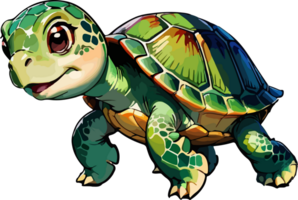 schattig schildpad tekenfilm grafisch ai generatief png