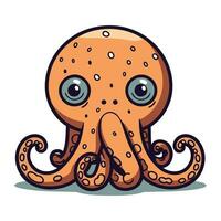 Cute cartoon octopus isolated on white background. Vector illustration.