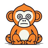 Monkey flat line icon. Vector illustration of monkey on white background.