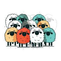 Funny cartoon sheeps. Vector illustration. Cute sheeps.