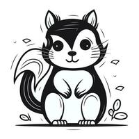 Cute cartoon skunk on a white background. Vector illustration.