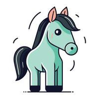 Cute cartoon horse. Vector flat illustration. Isolated on white background.