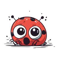 Cute cartoon ladybug. Vector illustration. Isolated on white background.