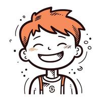 sonriente chico con rojo cabello. garabatear estilo vector ilustración