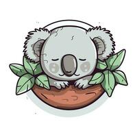 Cute cartoon koala sleeping on a moon. Vector illustration.