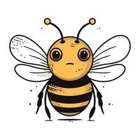 funny cartoon bee isolated on a white background. vector illustration.