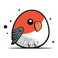 Vector illustration of cute little red bird. Isolated on white background.