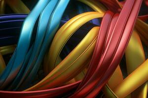 colorful twisted rubber bands over black background. ai generated. Pro photo