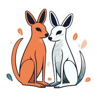 Cute kangaroos. sketch for your design. Vector illustration