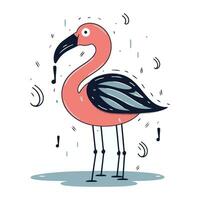 Flamingo vector illustration. Hand drawn doodle style.