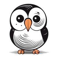 Vector illustration of cute cartoon black and white penguin. Isolated on white background.