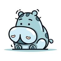 Cute hippopotamus. Vector illustration in flat cartoon style.