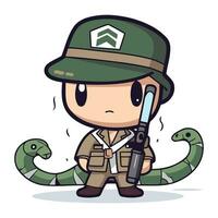 Cute Army Man Cartoon Mascot Character Vector Illustration.