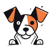 Cute cartoon dog with big eyes. Vector illustration on white background.