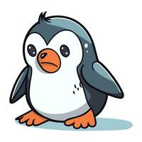 Cute penguin cartoon vector illustration on white background. Funny cartoon penguin.