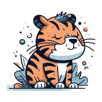 Cute tiger. Vector illustration in cartoon style. Isolated on white background.