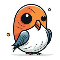 Cute cartoon bird. Vector illustration. Isolated on white background.