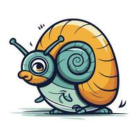 Cartoon snail. Vector illustration. Isolated on white background.